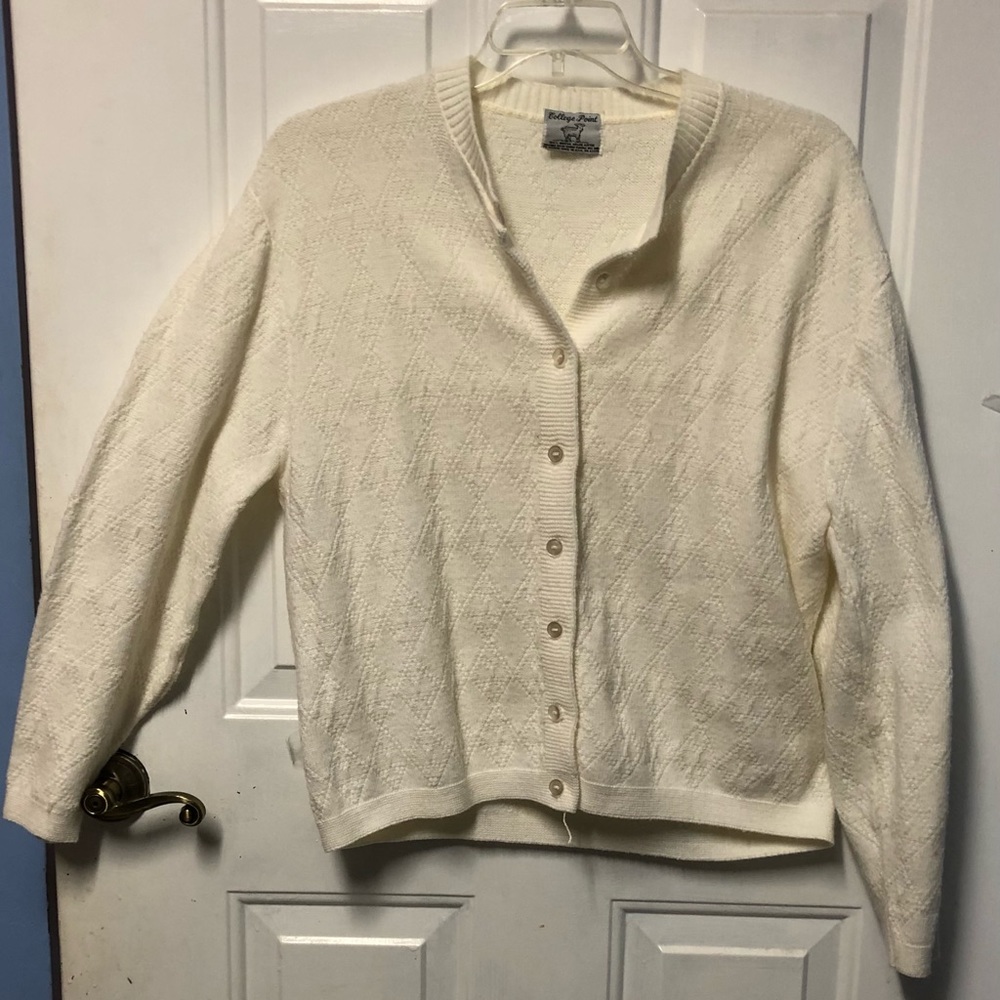 College Point Cardigan Sweater White Women’s XL